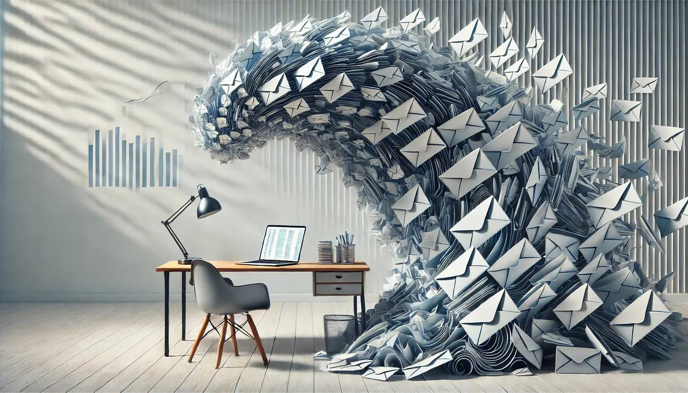 Illustration of email overwhelm and digital overload
